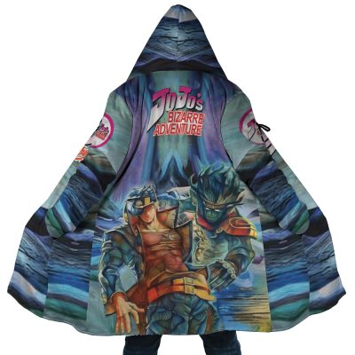 Trippy Jotaro Kujo Star Platinum JBA AOP Hooded Cloak Coat MAIN Mockup - JoJo's Bizarre Adventure Shop