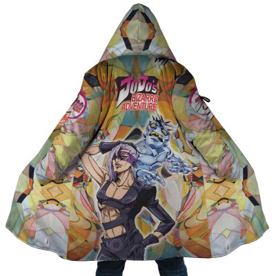 Trippy Melone Babyhead JBA AOP Hooded Cloak Coat MAIN Mockup - JoJo's Bizarre Adventure Shop