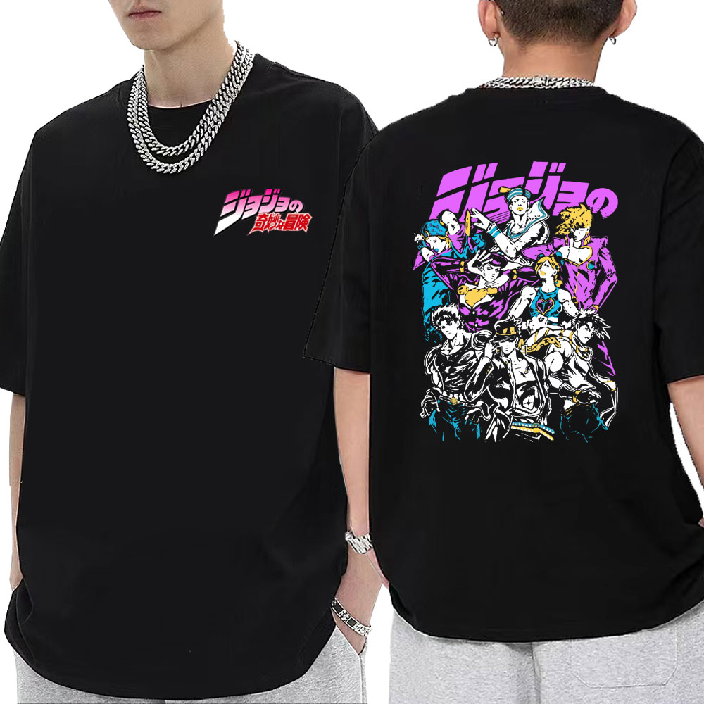 Japanese Anime Jojo Bizarre Adventure T Shirt Manga Double Sided Graphic T shirts Unisex Summer Fashion - JoJo's Bizarre Adventure Shop