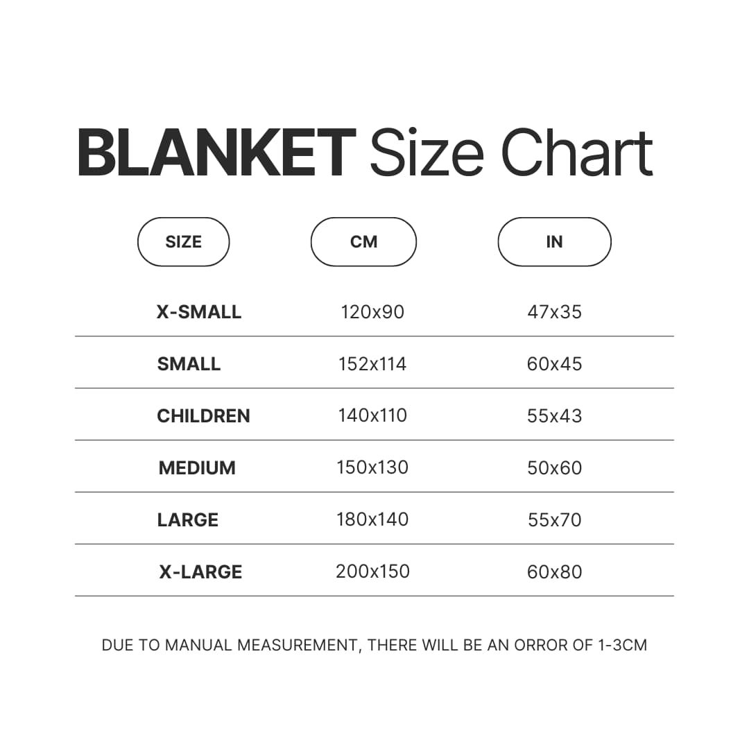 Blanket Size Chart - JoJo's Bizarre Adventure Shop