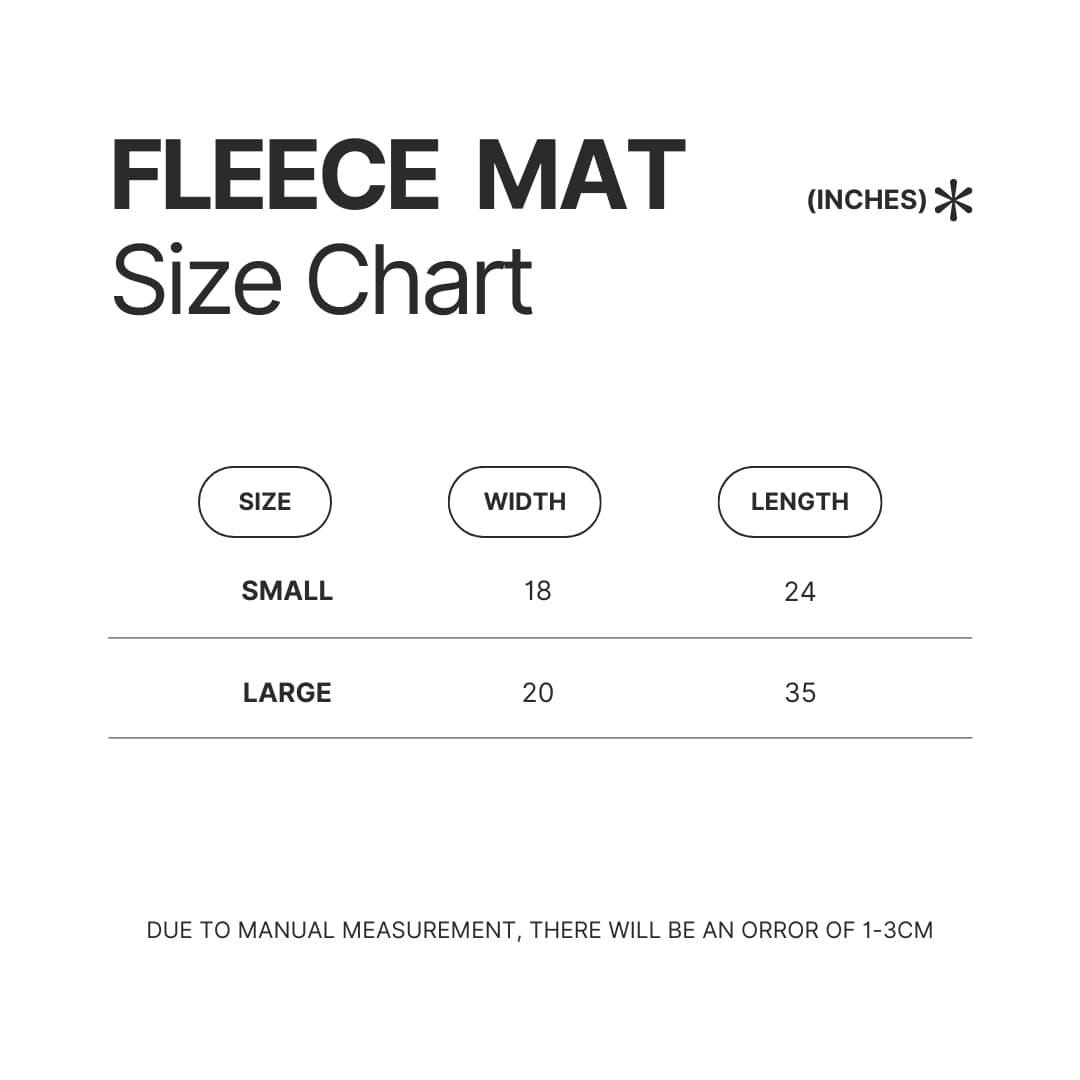 Fleece Mat Size Chart 1 - JoJo's Bizarre Adventure Shop