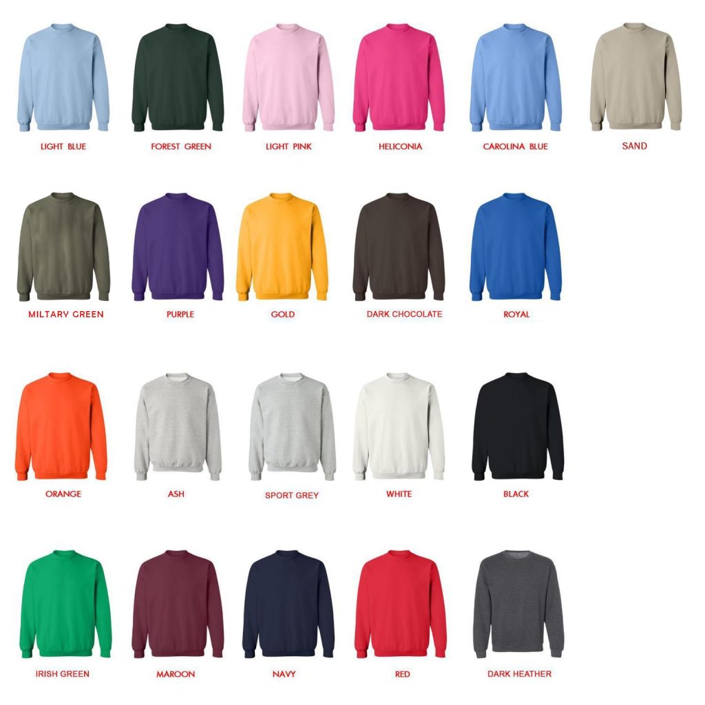 sweatshirt color chart 1 - JoJo's Bizarre Adventure Shop