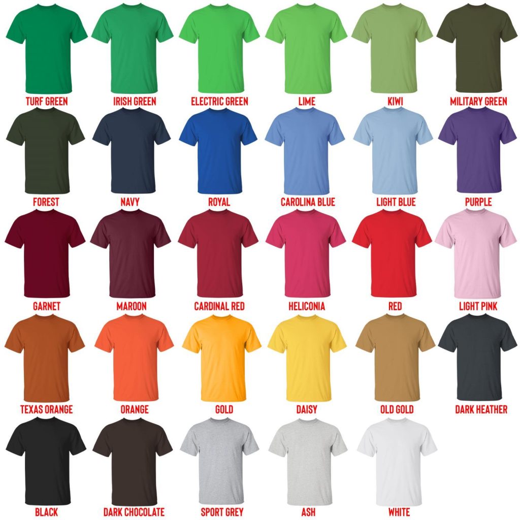 t shirt color chart 1 - JoJo's Bizarre Adventure Shop